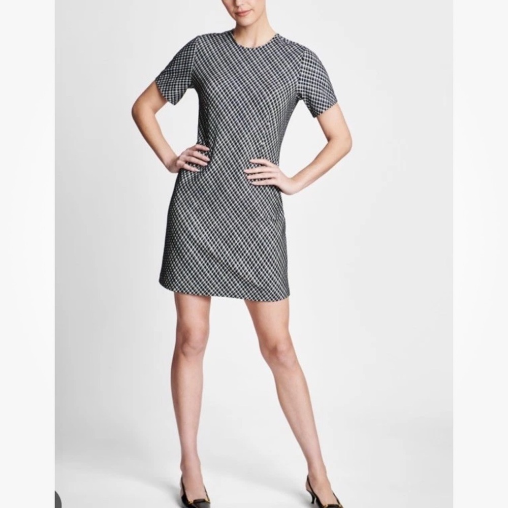 Spanx Ponte Jacquard Mini Dress Stretch Fabric Elegant Checkered Large NWT